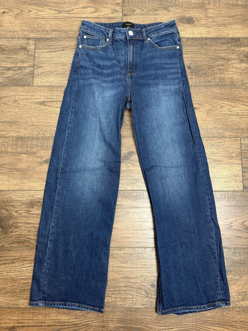 Quince Bella Stretch Relaxed Straight Jeans Womens Sz 29 Stormy Blue Denim Pants